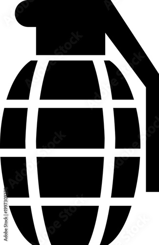 Bomb explosive weapon danger icon in black flat style featuring grenade, dynamite, blast, detonation synonym elements for hazard, warning and military design use