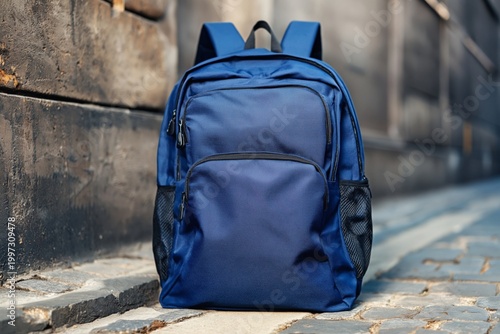 Backpack Sits on a Table With a Light Wall and Shadow in the Background Durin...