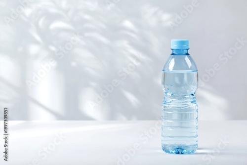 Clear Water Bottle on a Table With Blurred Background and Natural Light