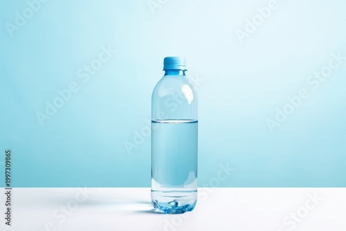 Clear Water Bottle on a Table With Blurred Background and Natural Light