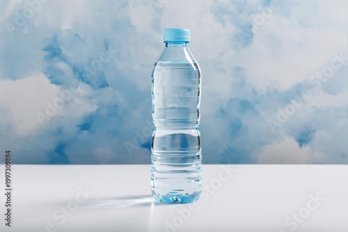 Fresh Water Bottle Against a Blurred Background With Blue Sky During Daylight