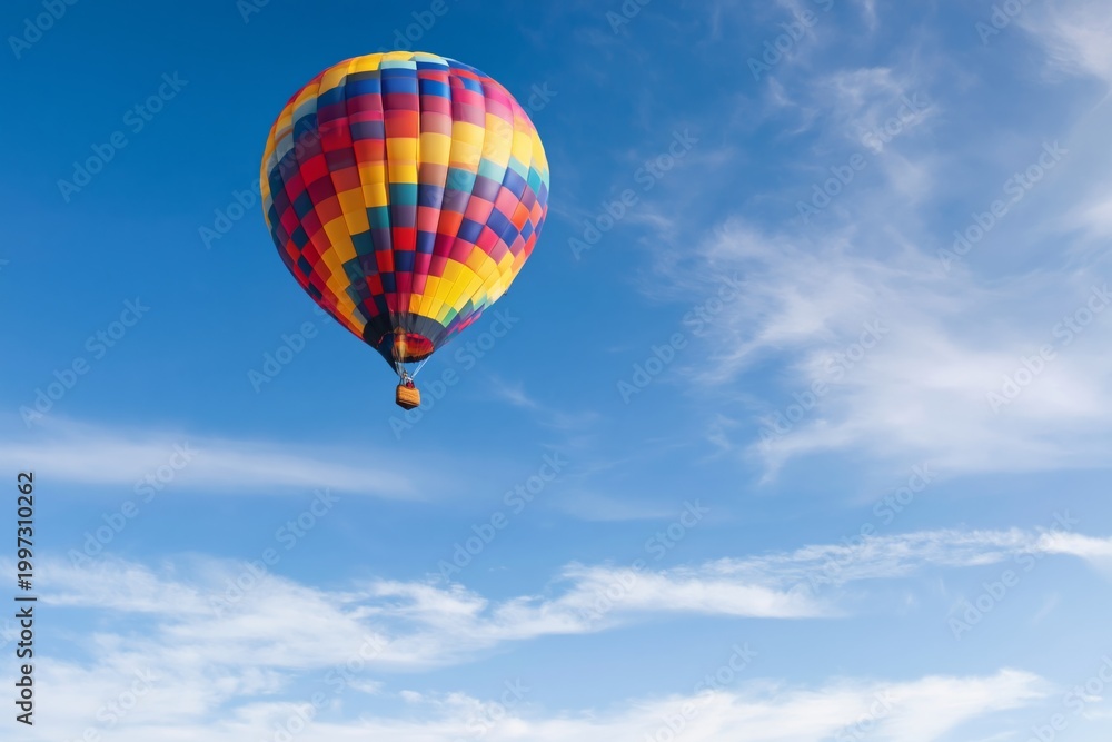 Fototapeta premium Hot Air Balloon Floats in the Sky During Daytime With Clouds in the Background
