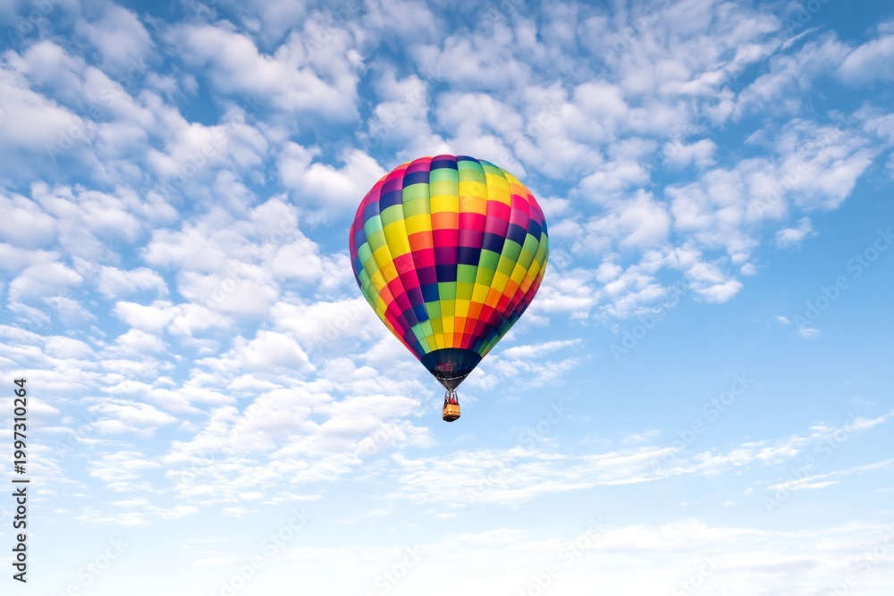 Fototapeta premium Hot Air Balloon Floats in the Sky During Daytime With Clouds in the Background