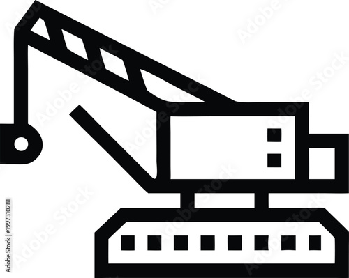 Industrial demolition crane with a large wrecking ball ready for urban infrastructure dismantling projects