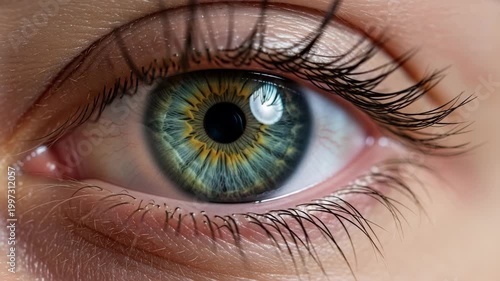 Beautiful blue human iris close-up macro.