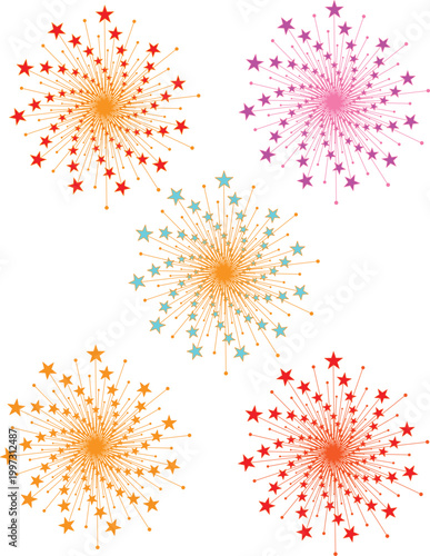 Explosions of colorful light abstract fireworks silhouette display