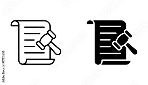 Simple animated line art icon set of a scrolling document or parchment, representing a contract, certificate, report, or historical record.