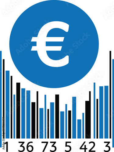 Euro Currency Analytics Icon Vector Illustration with Financial Bar Chart and Data Visualization for Business Statistics Economy Reports and Fintech Design