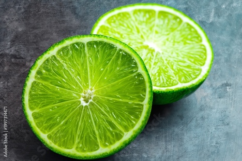 Fresh Lime Halves on a Colorful Surface With Shadows in Natural Light