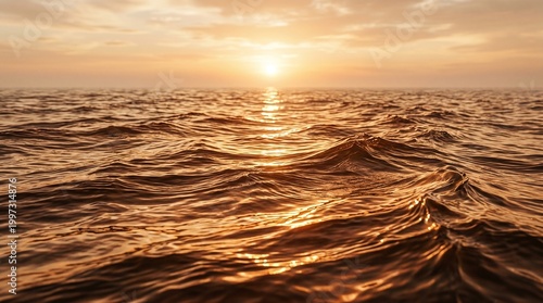 Soft pastel sunset on calm beach with gentle waves