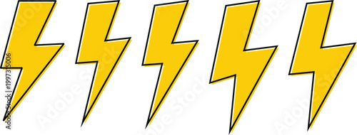 Lightning bolt icon set. Power design. Lightning strike and energy charge icons. Energy power and electrical symbols. Electricity and power supply sign

