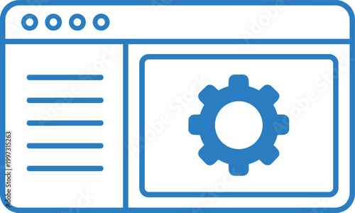 Settings Web Page Icon Vector Illustration with Gear Symbol and Dashboard Layout for Website Configuration UI Design and Application Interface Elements