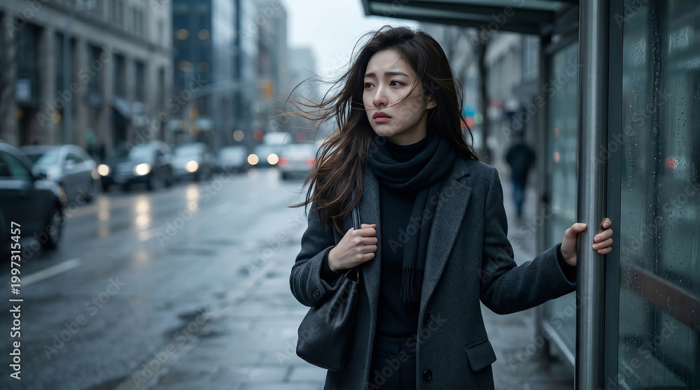 Fototapeta premium 비 오는 도시의 여성 / Woman in Rainy City