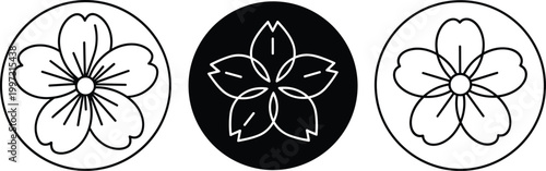 Flower Icon Set with Blossom Symbols in Outline and Solid Style for Floral Design, Nature Themes, Spring Decoration, and Botanical Graphic Elements