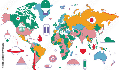Global menstrual hygiene awareness vector illustration map