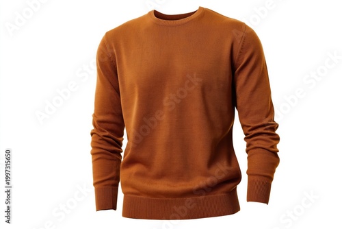 Sweater in Warm Orange Color Displayed on Plain Background for Clothing Showcase