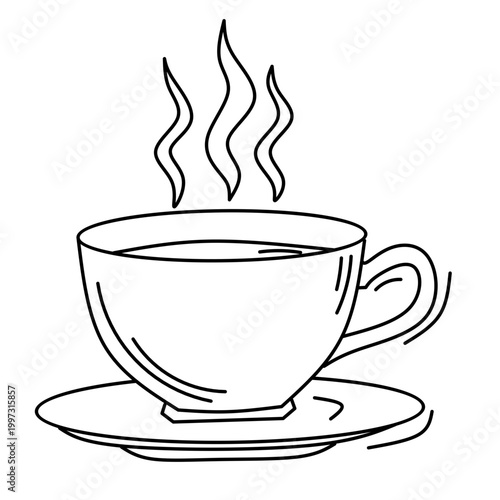 Steaming Cup of Hot Beverage on Saucer