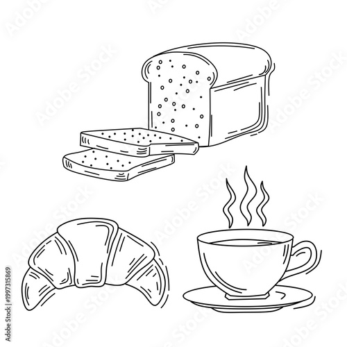 Breakfast Bread Croissant and Coffee