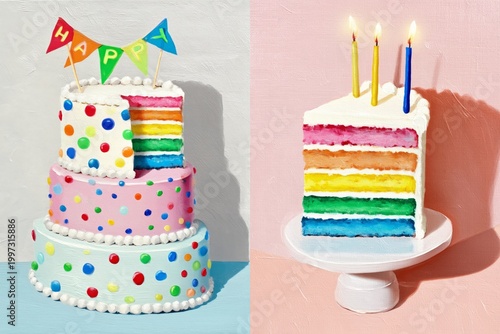 Colorful Birthday Cakes With Layers and Decorations for a Special Celebration