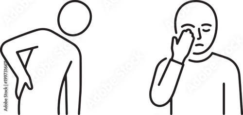 Web, Office worker stretching exercise for back pain relief icon.