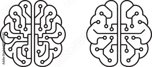 Web, Human brain mind artificial intelligence technology icon.