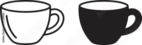 Web, Coffee mug cup solid outline icon for hot beverage.
