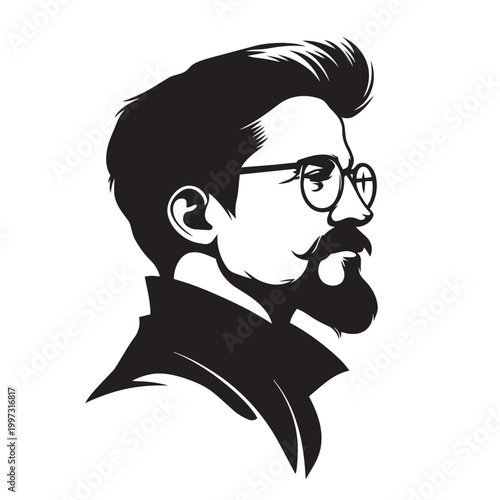 vector illustration of a man with glasses and a beard