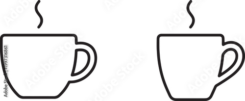 Web, Hot tea cup with saucer icon for morning cafe.