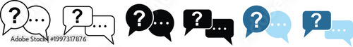 Chat question vector icon set suitable for customer support, FAQ, and communication platforms.