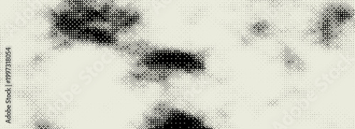 Pixelated bitmap gradient texture. Black and white dither pattern background. 8 bit video game screen wallpaper. Retro glitchy pixel art illustration. Abstract vector wide border