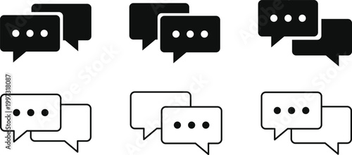 Set of chat and talk icon. Service and assistance signs. Speech bubble and messaging symbols. Online conversation and talk sign. Modern web policy signs

