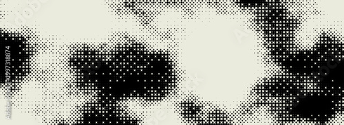 Pixelated bitmap gradient texture. Black and white dither pattern background. 8 bit video game screen wallpaper. Retro glitchy pixel art illustration. Abstract vector wide border