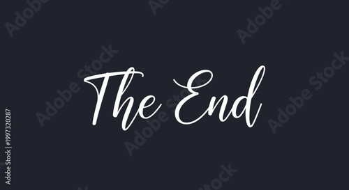 Elegant white cursive text 'The End' on a dark grey background, signifying conclusion or finality.