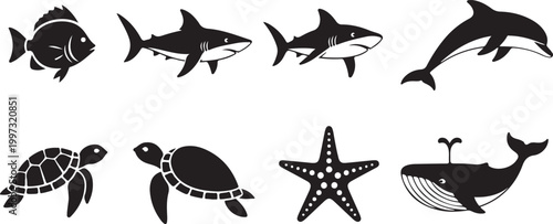 Black and white of various birds in flight and perched flying desi