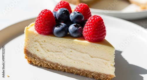 Low Carb Keto Cheesecake Slice with Berry Topping