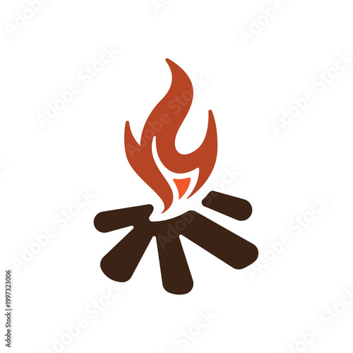 campfire made from a collection of wooden branches logo vector