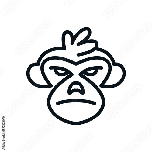 simple line sketch of a monkey head logo vector