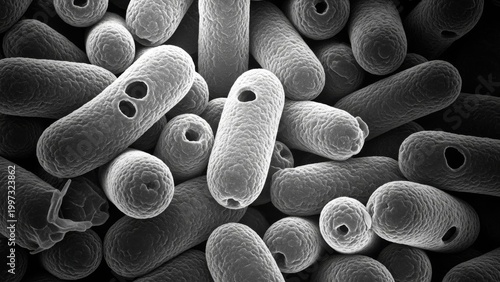 Microscopic View of Bacteria Cells, Detailed Texture, Scientific Research Background