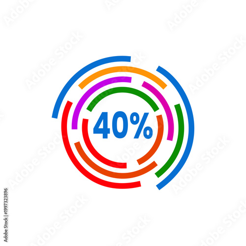 Colorful 40 Percent Loading Circle Infographic on White Background