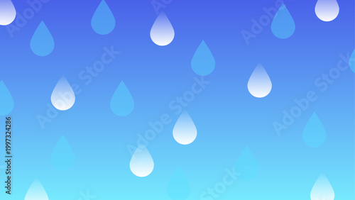 青 グラデーション 雨 水滴 パターン 抽象 背景 イラスト
