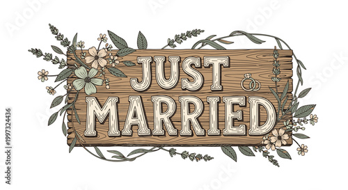 Just Married Wooden Sign Decoration.