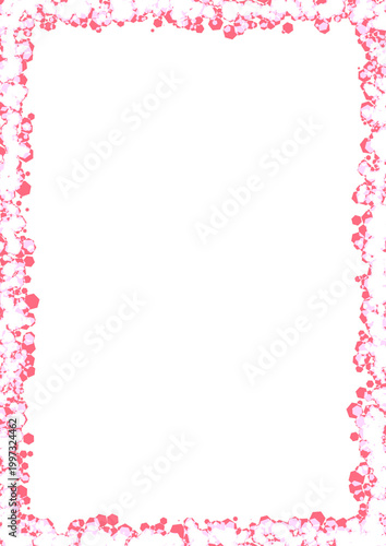 Pink Abstract Hexagon Border Frame A4 PNG, Soft Romantic Geometric Confetti Background