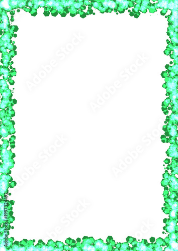 Green Abstract Hexagon Border Frame A4 PNG, Fresh Nature Geometric Confetti Background