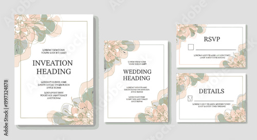 Wedding Invitation Cards with Floral Design.