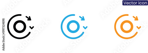 Circular arrow icons in black, Blue, And orange on white background