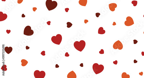 Seamless Romantic Heart Pattern Background with Red Orange and Brown Love Shapes on Light Minimal Design for Valentine, Wedding, and Celebration Use