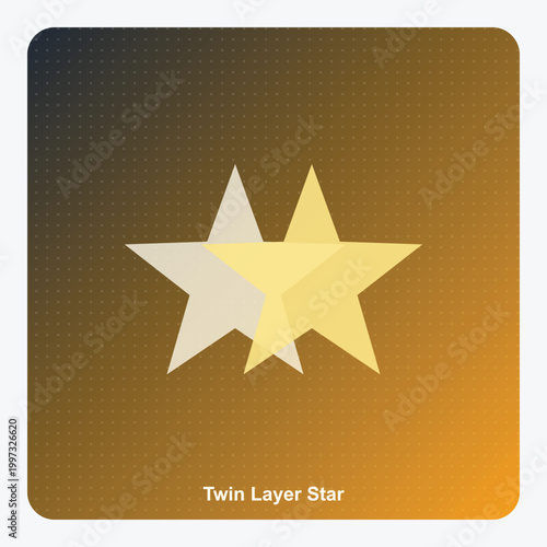 Twin Layer Star Logo Design; Modern Geometric Stars Icon for Premium Corporate Identity, Luxury Branding, Excellence, and Success Concept on Dark Gradient Background