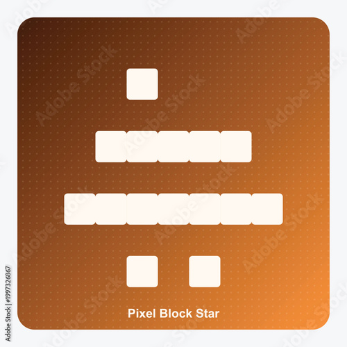Minimalist Pixel Art Star Concept on Brown Gradient Background with Geometric White Blocks and Modern Abstract Design