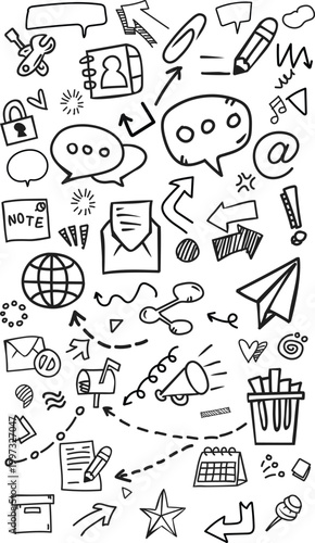 Email Communication Inbox Hand Drawn Vertical Doodle Vector
