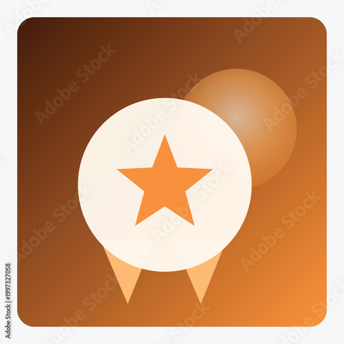 Abstract Star Award Icon on Orange Gradient Background - Geometric Star Medal Graphics for Achievement, Success, and Rating Design